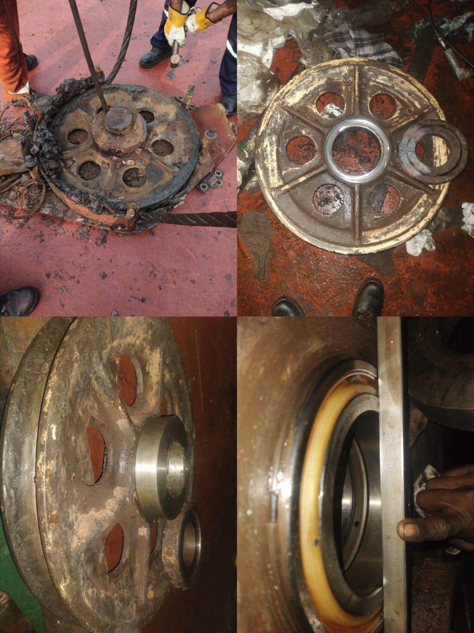 crane overhauling at ship on -board